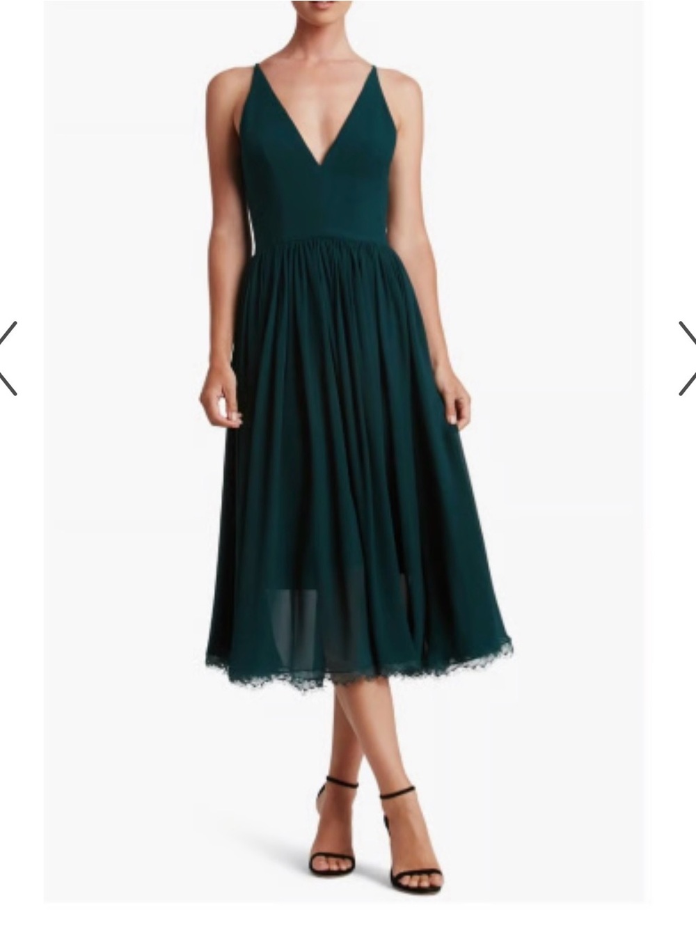 Dress the Population Alicia Mixed Media Midi Dress Dark Green Sz M Cocktail NWT